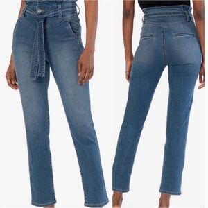 Kut from the Kloth Reese High Rise Ankle Straight Leg Paperbag Waist Sz 6